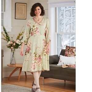April Cornell Womens size L Carolina Jacquard Tea Dress Midi Floral Cottagecore